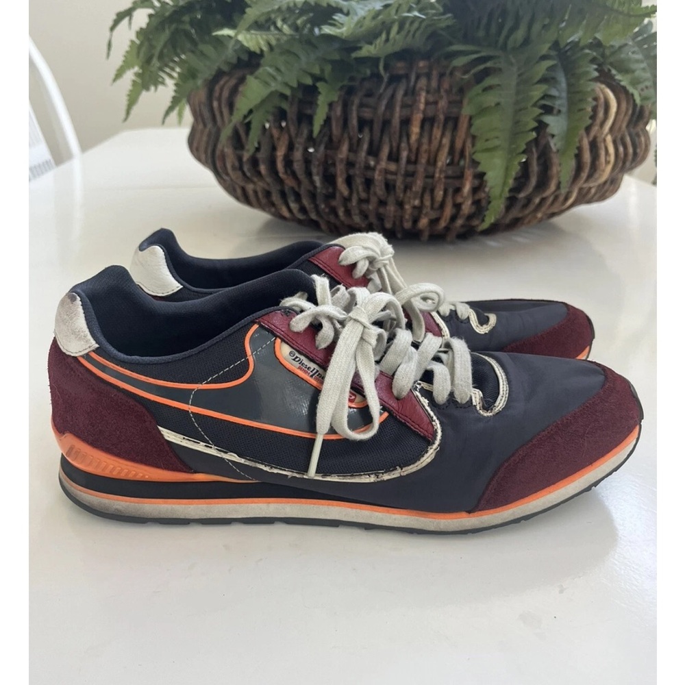Y2K Diesel Sneakers ARAMIS size 12 Blue Burgundy Orange Red Fashion Shoes 93245